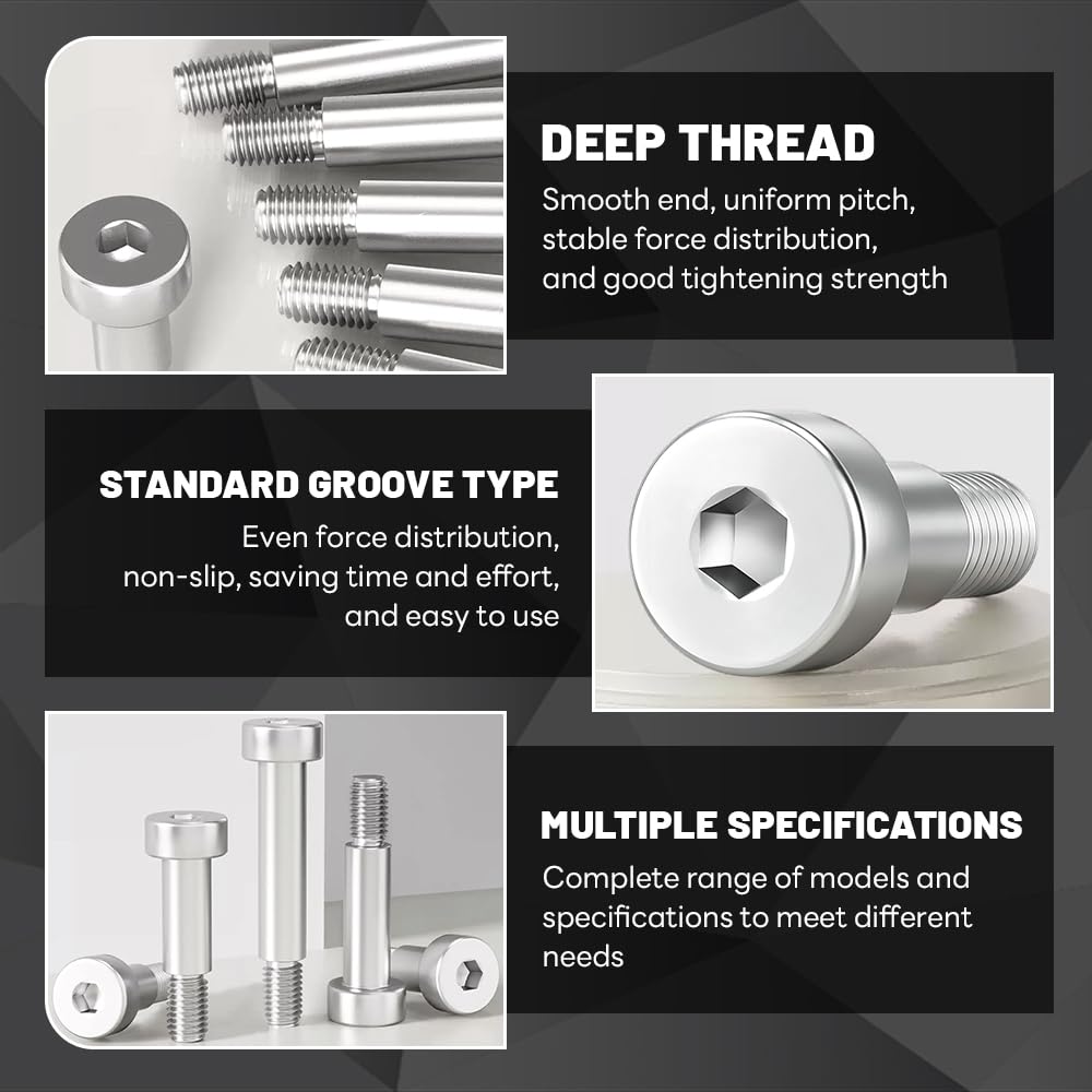 60pcs 304 Stainless Steel Shoulder Bolt M3 4mm Dia 5mm Length