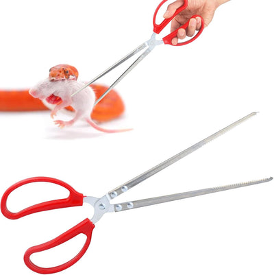 15 Inch Reptile Feeding Tongs, Extra Long Large Snake Feeding Tweezers, Curved or Straight Design Heavy Duty