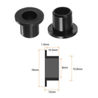 HARFINGTON 12pcs Flanged Sleeve Bearings 8mm Bore 10.6mm OD 12mm Length Nylon Bushings for Shaft, Black