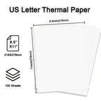 Thermal Paper 8.5x11 Inch for Portable Printer, 200 Sheet Multi-Type