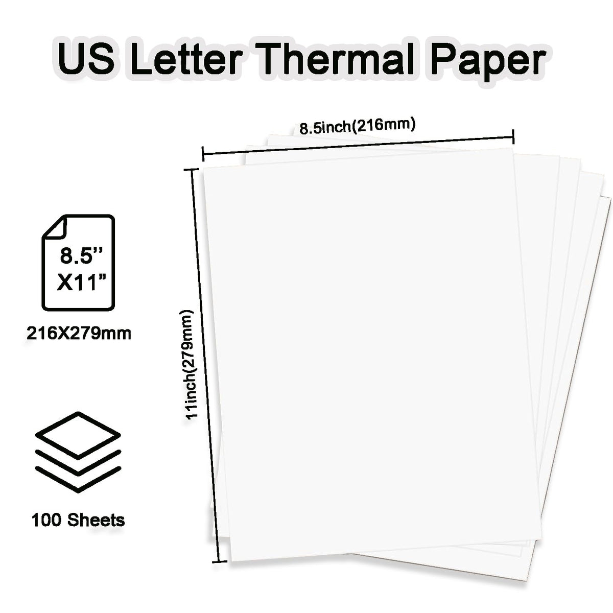 Thermal Paper 8.5x11 Inch for Portable Printer, 200 Sheet Multi-Type