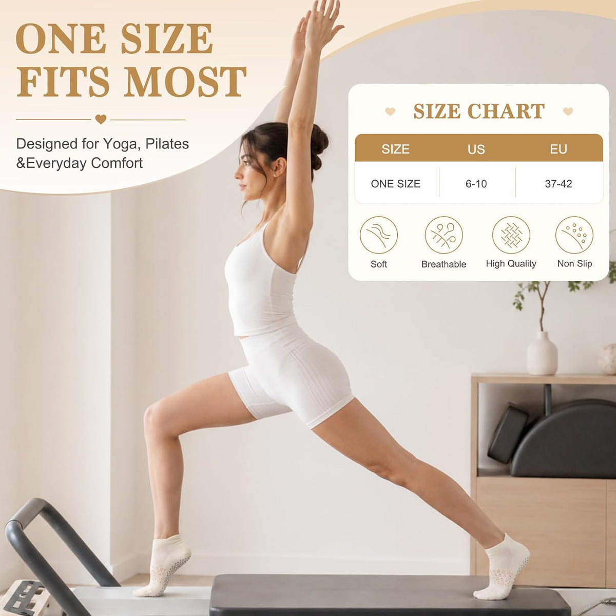 Pilates Socks for Women, Ankle Grip Yoga Non Slip Socks Gift Box