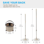 Spin Mop and Bucket Set, 2 Microfiber Heads, Wash & Dry