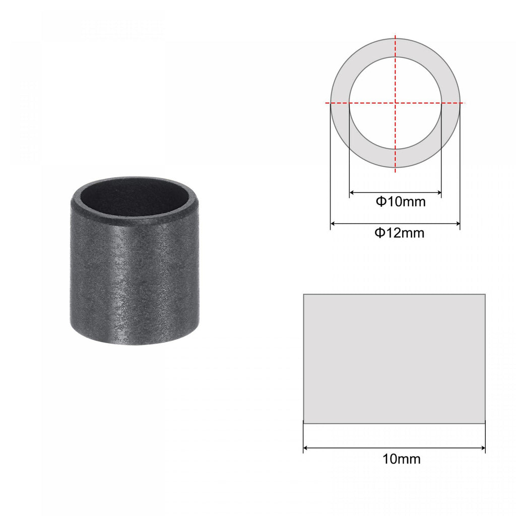 uxcell Sleeve Bearings 10mm Bore 12mm OD 10mm Length POM Wrapped Oilless Bushings Black 4pcs