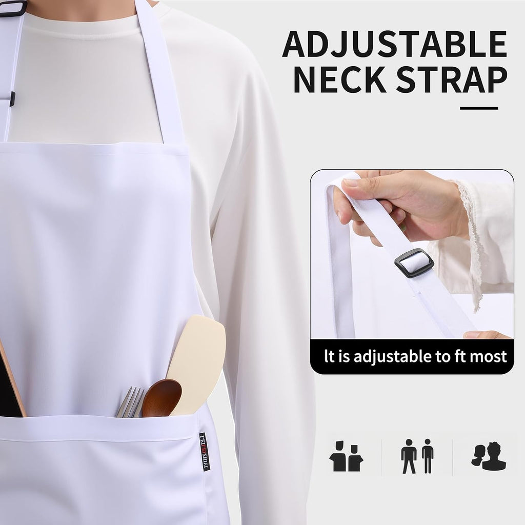 Chef Hat and Apron Set,Durable Bib Apron with 2 Pockets & Matching Hat，Perfect Chef Costume for Man and Woman,Chef