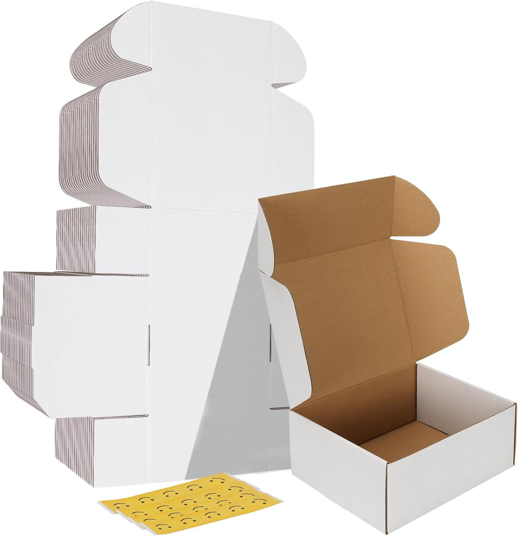 10x8x4 inches Shipping Boxes Set of 20, White Corrugated Cardboard Box Literature Mailer