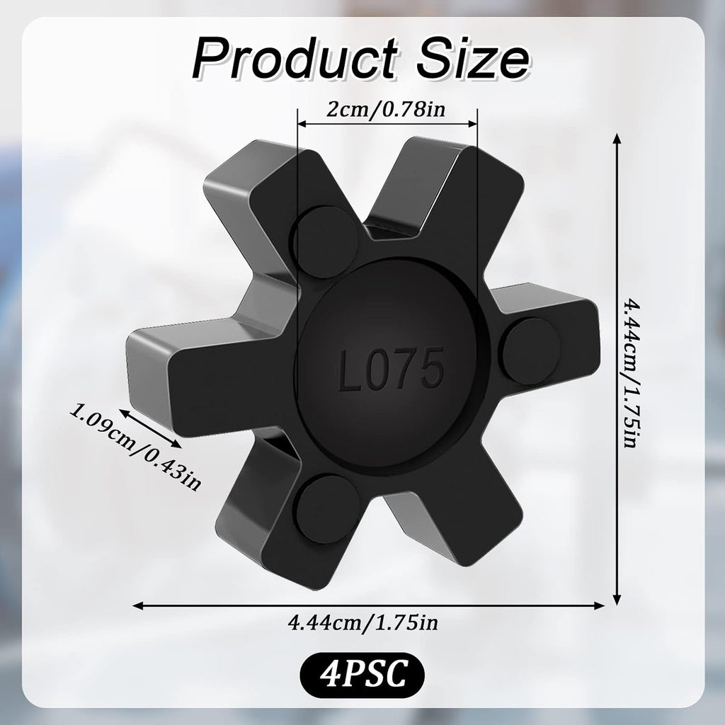 L075 Flexible NBR Rubber Spider Center Insert, 4 Pack Solid Coupling Pad Bumper Spider Center Inserts for L075 L Jaw Coupling Set