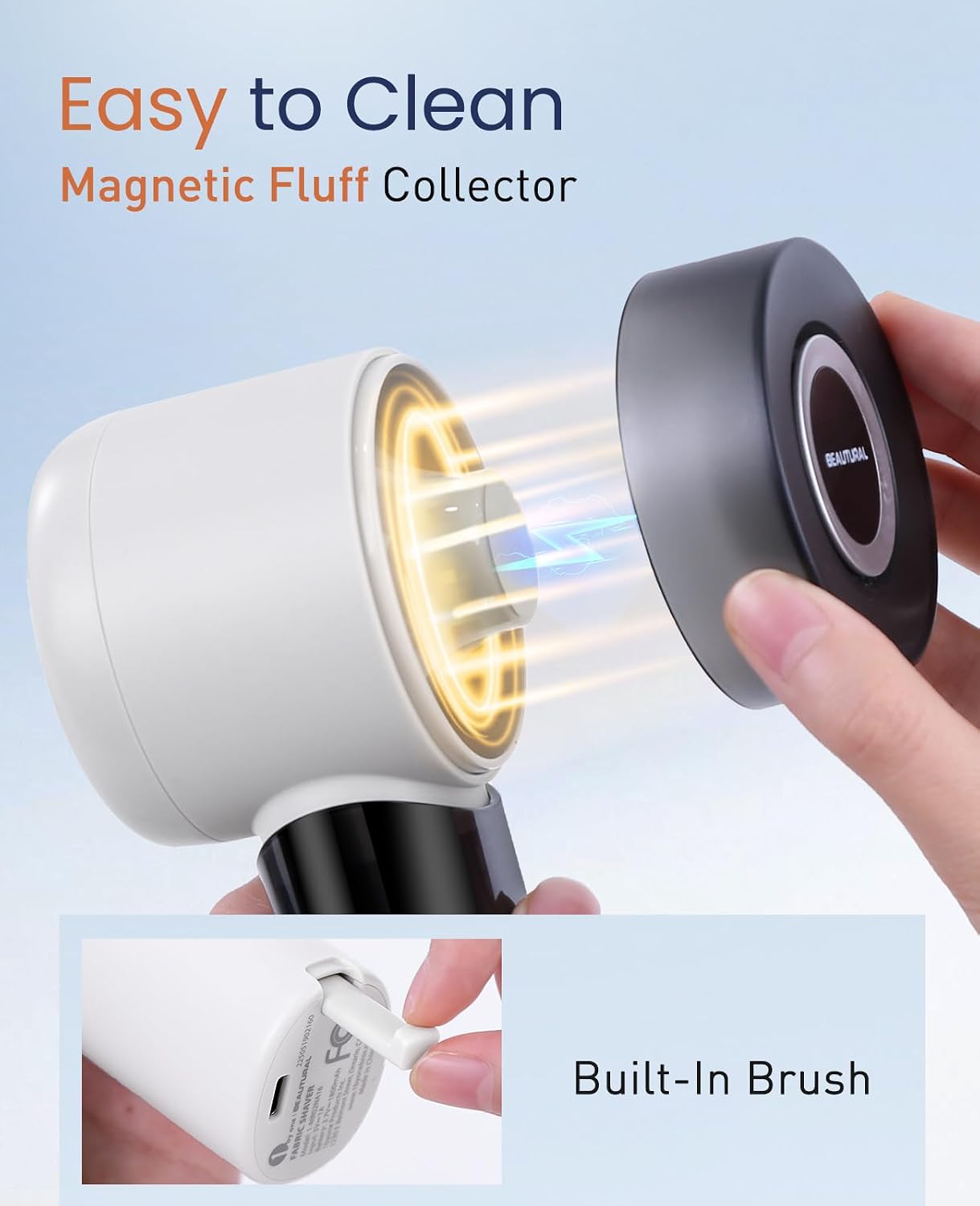 Fabric Shaver and Lint Remover, Rechargeable Sweater Defuzzer | LED Display, 3-Speed Settings, 6 Leaf Blades