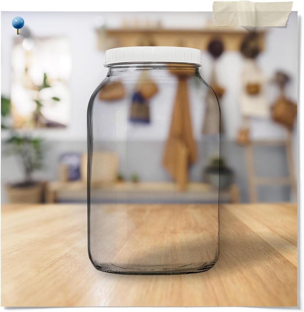 One Gallon Glass Kombucha Jar with Breathable Muslin Cloth Cover, and Rubber band | Perfect SCOBY Home For Anyone