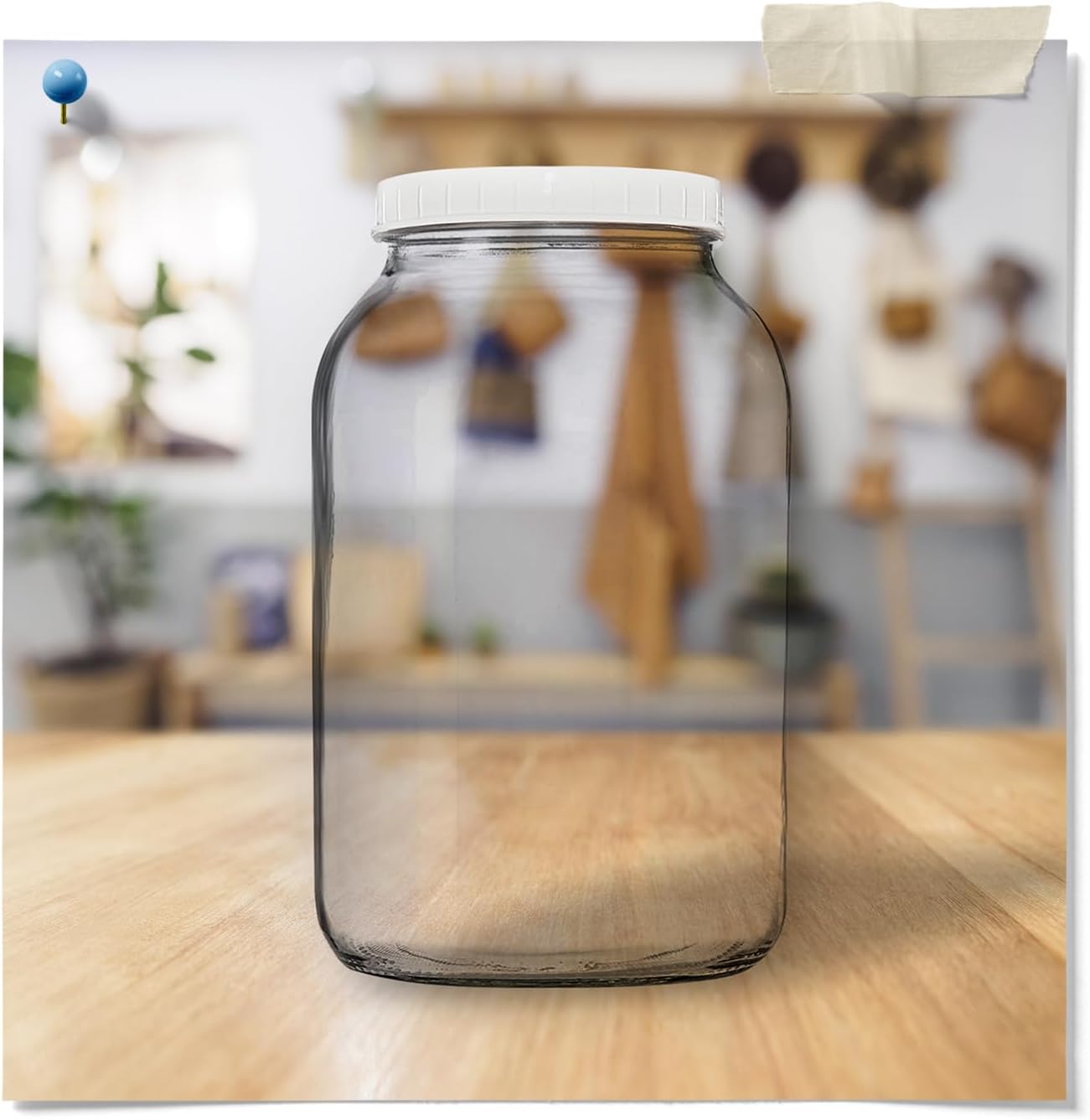 One Gallon Glass Kombucha Jar with Breathable Muslin Cloth Cover, and Rubber band | Perfect SCOBY Home For Anyone