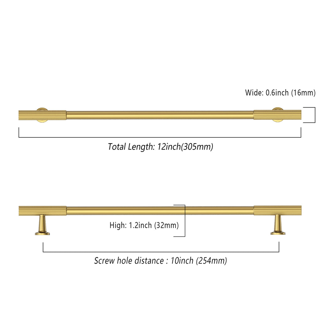 10 Pack 10 inch Vibrant Brushed Moderne Brass Cabinet Pulls