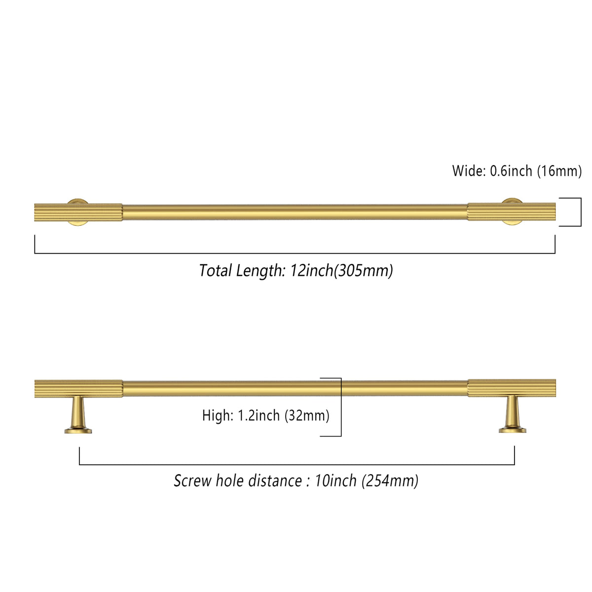 10 Pack 10 inch Vibrant Brushed Moderne Brass Cabinet Pulls