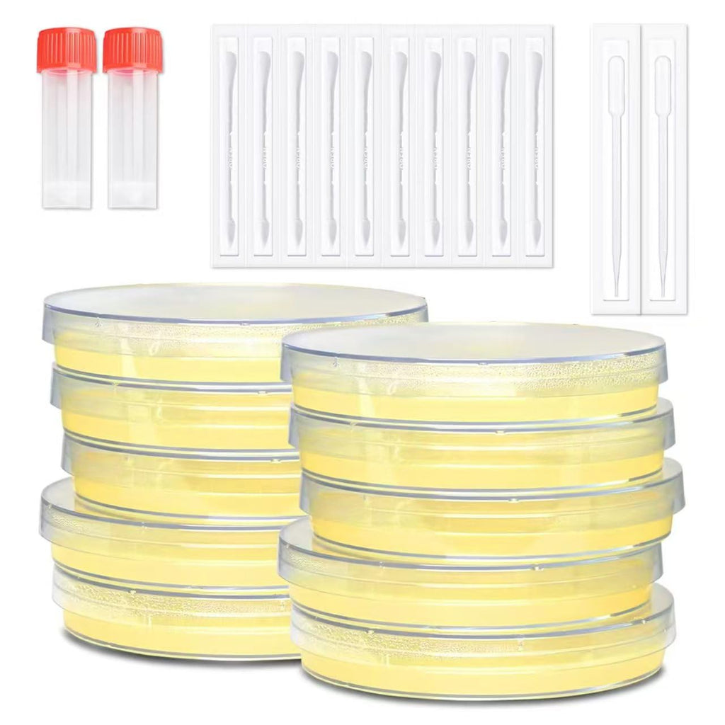 Nutrient Agar Petri Dishes Science Project Kit,10 Pre-Poured Agar Plates and Cotton Swabs for Science Experiments