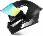 Modular Motorcycle Helmet w/ LED Lights, Full Face Helmet for Adult | 3 Flashing Mode, Flip-Up Dual Visor Sun Shield