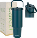 40 oz Insulated Tumbler with Top Handle and Flip Straw | Vacuum Insulated Stainless Steel Cup with Leak-Proof Lid