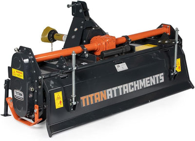 3 Point 60" Rotary Tiller Attachment Fits Cat 1 Tractors, Charcoal Finish, Single Speed PTO Driven Cultivator with a