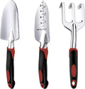 Garden Tool Set, 3 Piece Gardening Tools Includes Garden Trowel, Transplant Trowel and Hand Rake with Non-Slip
