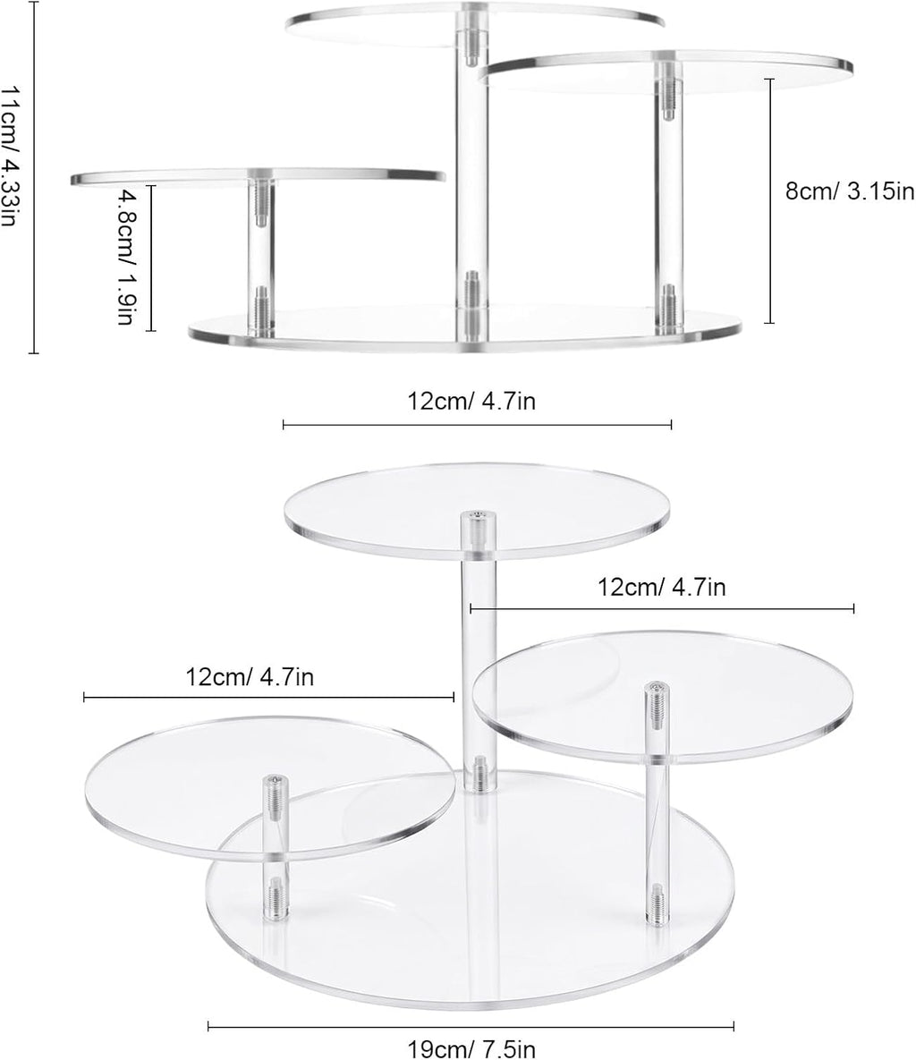 3 Tier Acrylic Display Stand, Clear Display Risers for LEGO Botanicals & Mini Figures, Tabletop Display Shelf for