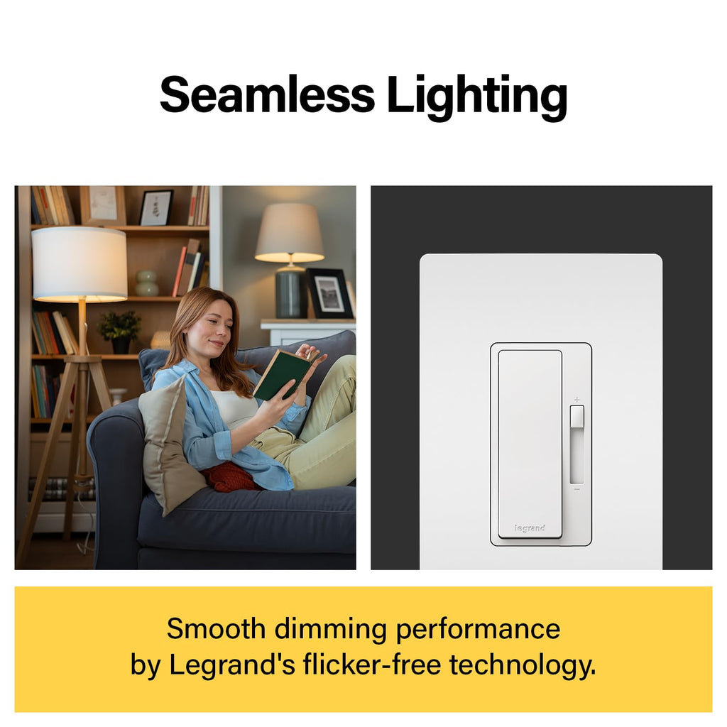 Legrand Radiant 150W LED Dimmer Light Switch 3-Way Rocker White 1 Pack