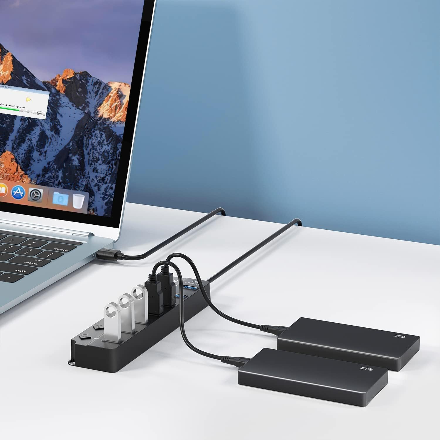 USB Hub 3.0, 7-Port USB A Splitter with Individual On/Off Switches and Lights, 3.2ft/1m Long Cable, Extender for A