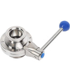 DEKADONS Stainless Steel 304 KF16 Flanged Vacuum Butterfly Valve, Manual Clamped Three-clamp Ball Valve with Pull Handle and Silicone (Blue, KF16)