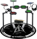 Electric Drum Set with Mesh Heads, LED Light-Up Drum Pads, USB MIDI, Quiet Foldable Electronic Drum Kit with
