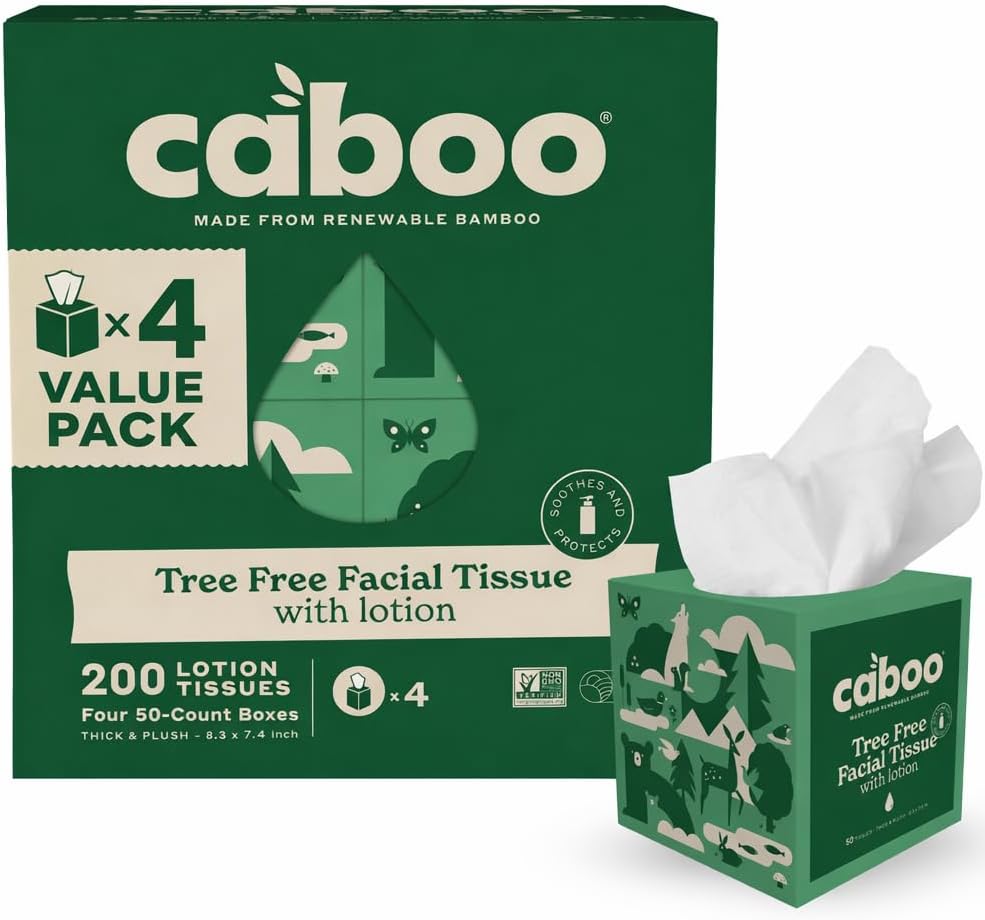 Tree Free Facial Tissues with Lotion, 50 Tissues Per Box, 4 Pack