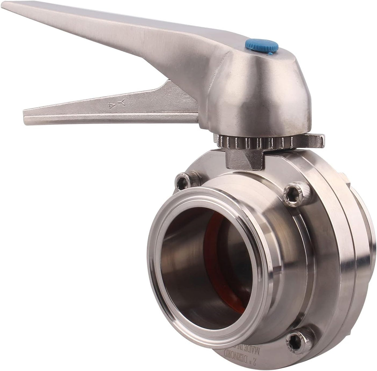 DERNORD Butterfly Valve with Trigger Handle Stainless Steel 304 Tri Clamp Clover (2 Inch Tri Clamp Butterfly Valve)