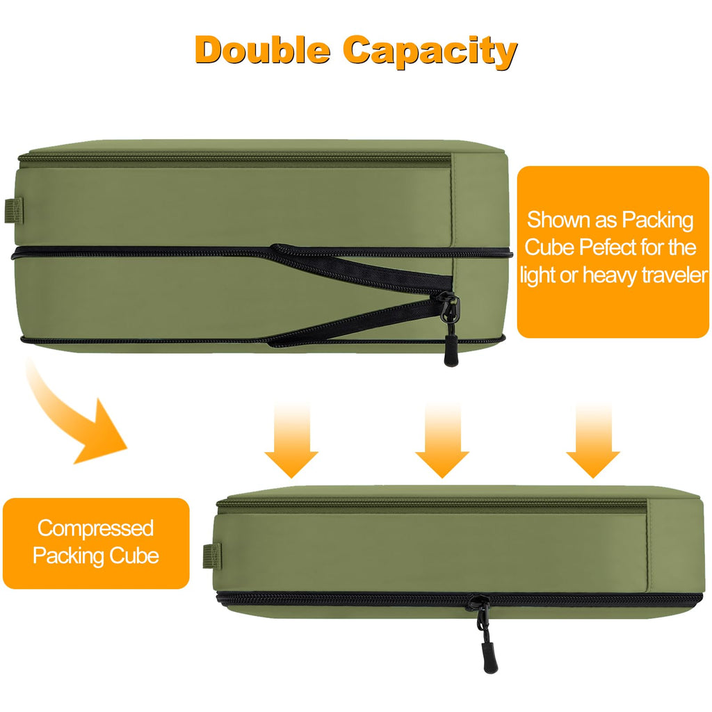 8 Set Compression Packing Cubes, Travel Suitcase Organizers