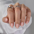Press On Nails, Almond Short Nude Fake Nails, 32Pcs Full Kit