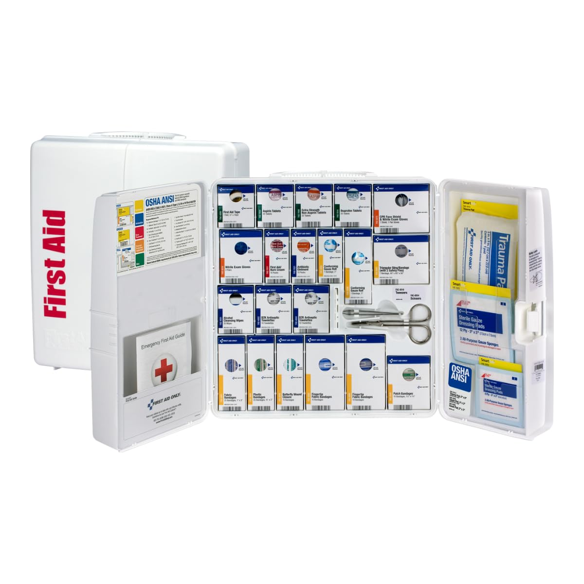 SmartCompliance 50-Person OSHA Compliant First Aid Kit for Business and Office Spaces - Large Plastic Cabinet