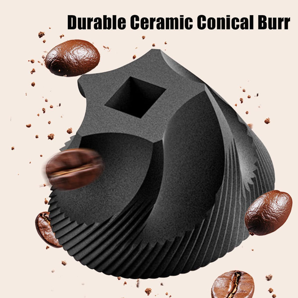 Portable Electric Burr Coffee Grinder with 38 Adjustable Grind Settings - USB Rechargeable Ceramic Core Conical Burr