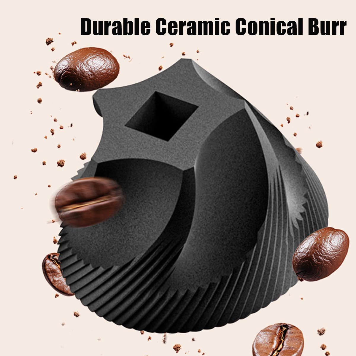 Portable Electric Burr Coffee Grinder with 38 Adjustable Grind Settings - USB Rechargeable Ceramic Core Conical Burr
