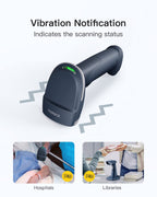 QR Barcode Scanner, 2D Wireless Barcode Scanner, 3 in 1 Barcode Reader, Screen Scanning, BCST-54 Blue