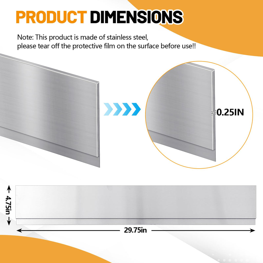 Moxweyeni Stainless Steel Backsplash for Stove, Silver, 29.75" X 4.75"