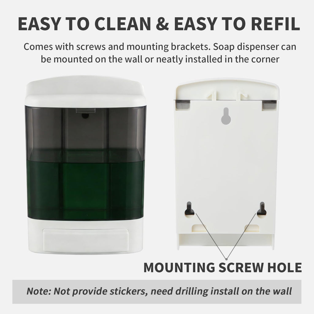 Manual Soap Dispenser 33oz Wall Mount Commercial Hand Soap Dispenser for Bathroom, Kitchen, Refillable Shampoo &