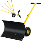 Snow Shovel with Wheels, 29" Wide 18" Long Snow Plow Shovel Angle & Height Adjustable Padded Handle Efficient Snow