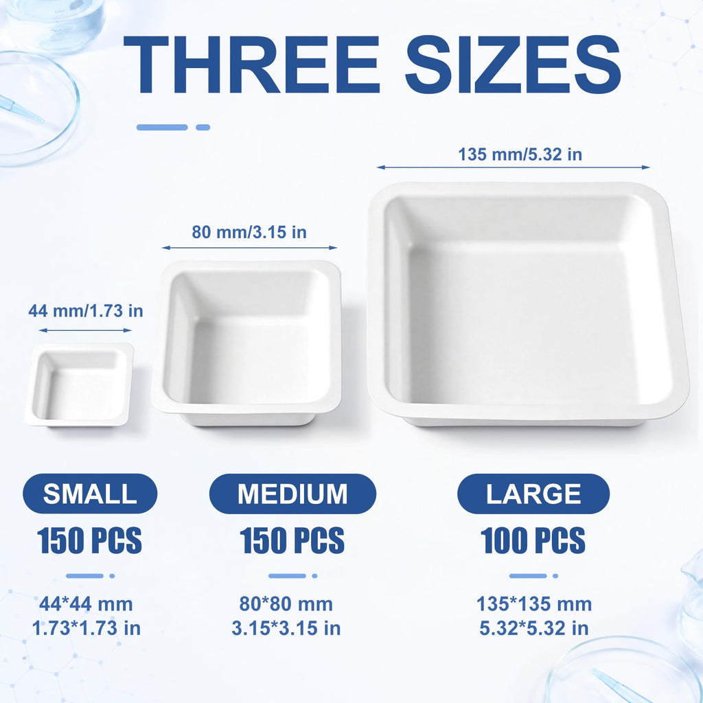 400 Pack Weigh Boats, 7ml 100ml 250ml Plastic Scale Trays