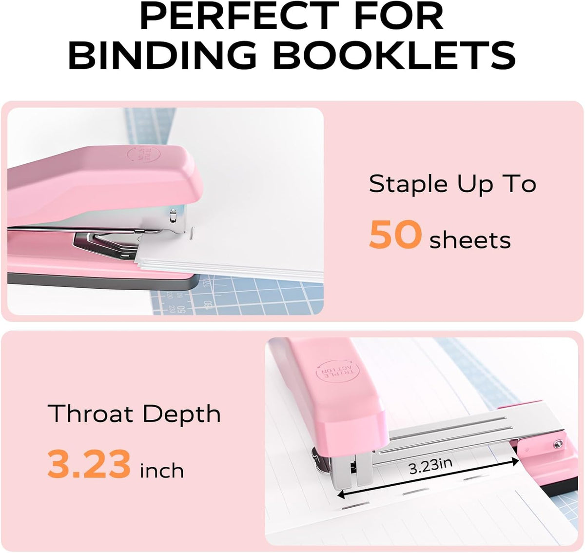 Desktop Stapler, Swing-Arm Swivel Stapler, 50 Sheet Capacity, 2000 Staples and Staple Remover, Rotatable Heavy Duty