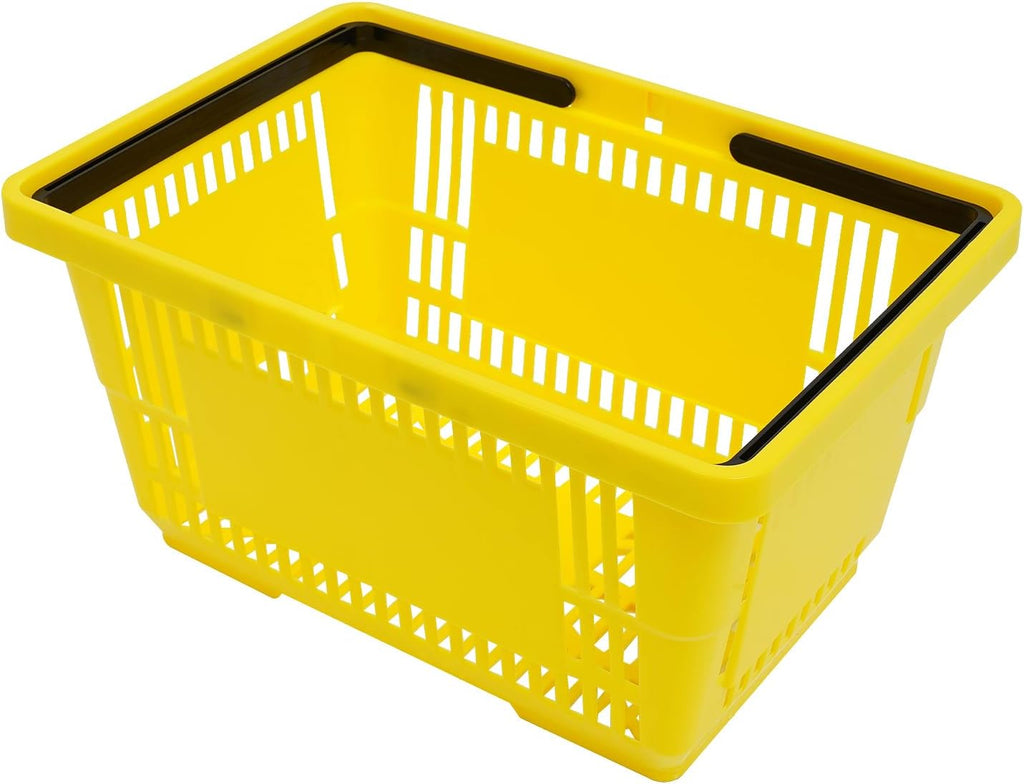 12PCS Shopping Baskets with Handles, 21L Plastic Grocery Basket for Retail Store, Supermarket, Grocery Shopping |17"
