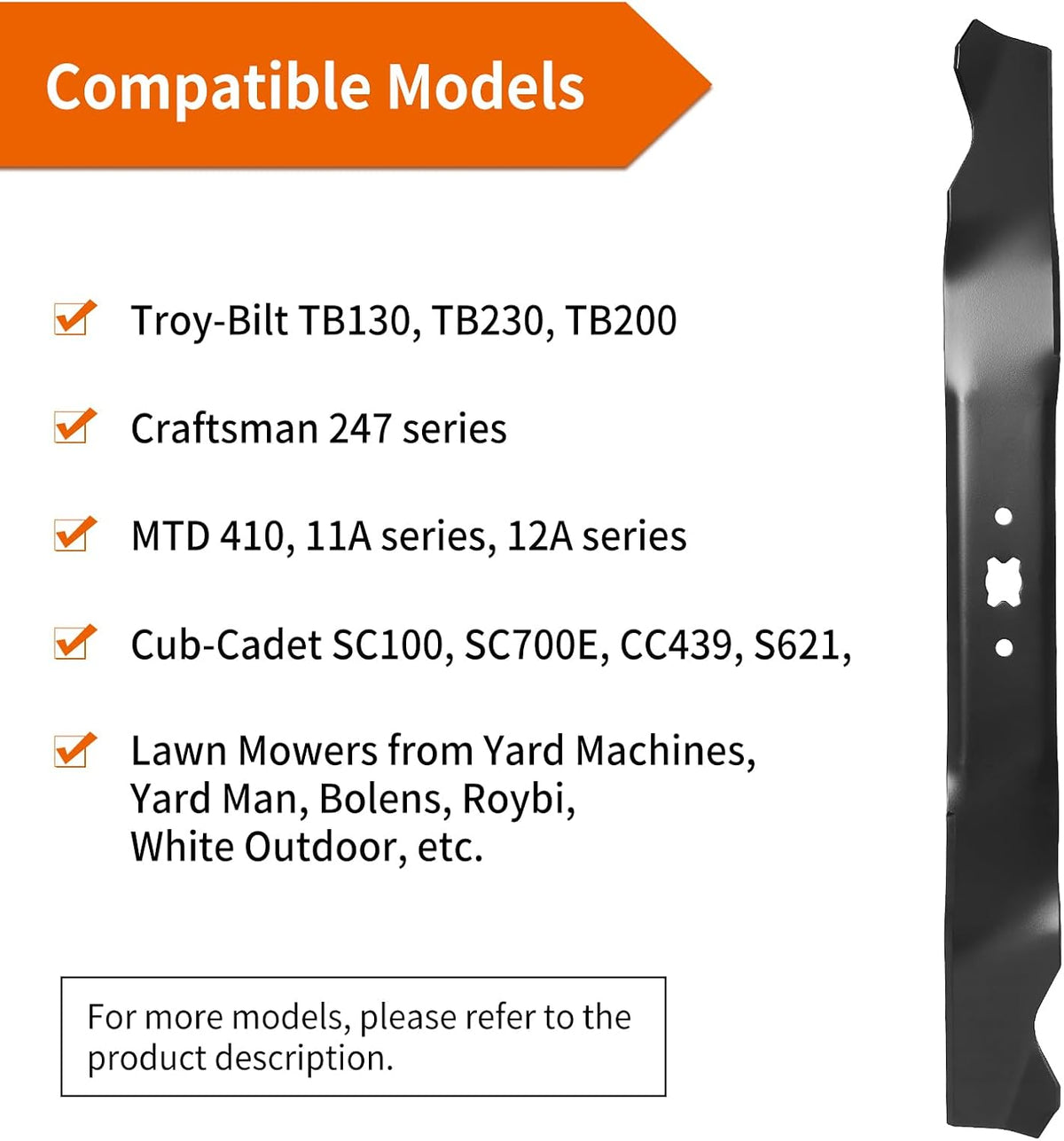 942-0741A Mower Blade for Cub-Cad et MTD Troy Bilt 21" Deck, 942-0741 Mulching Blades for Troy Bilt TB130 TB230 410