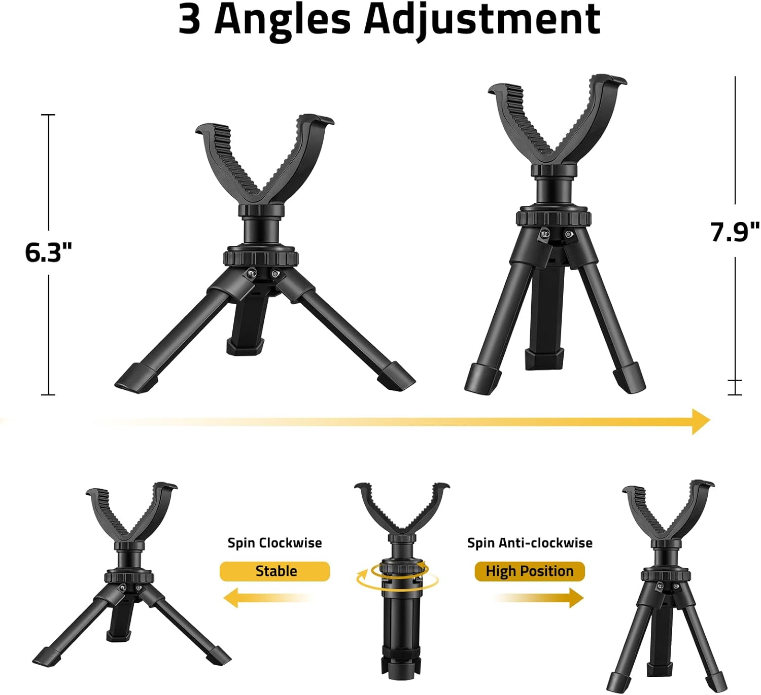 Shooting Rest Tripod 360 Degree Rotation V Yoke Stand | Rifle Rest for Target Shooting Adjustable Height Shooting