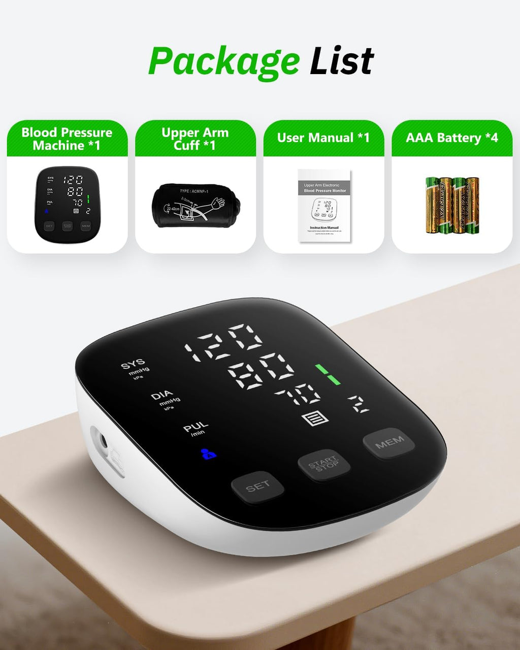 Blood Pressure Monitor Upper Arm - Large Cuff(8.7"-16.5") Digital BP Machine with Backlit LED Display, 2x90 Memory