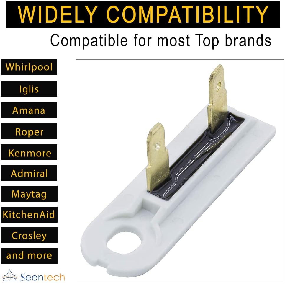 Lifetime 3392519 Dryer Thermal Fuse Replacement part by Seentech - Exact Fit for Whirlpool & Kenmore Dryers - Replaces 3388651, 694511, 80005, WP3392519VP (2 Pack)