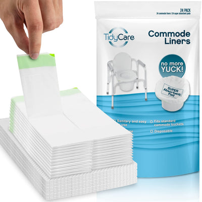 Combo Pack of 24 Commode Waste Bags and 24 Absorbent Pads