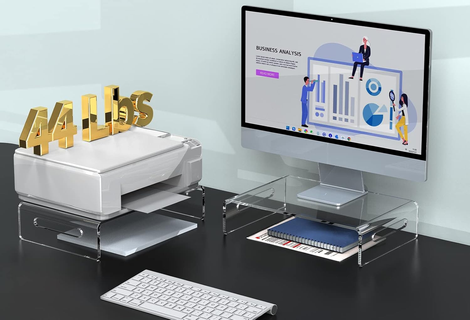 2 Pack Monitor Stand Riser, Acrylic Monitor Stand for Computer, Laptop, Printer, Notebook, Premium Clear Laptop Stand