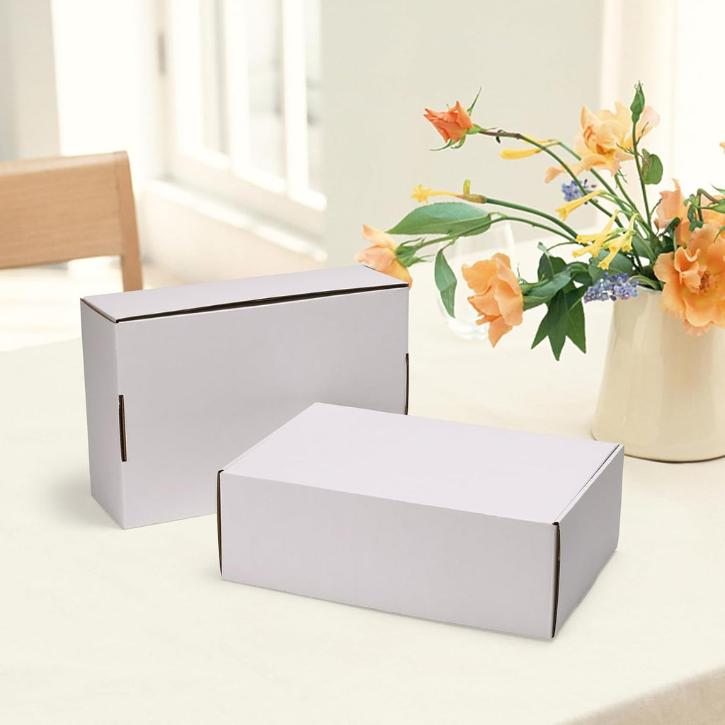 12x8x4 Shipping Boxes Set of 20, White Corrugated Cardboard Mailer Box for Packing Small Business