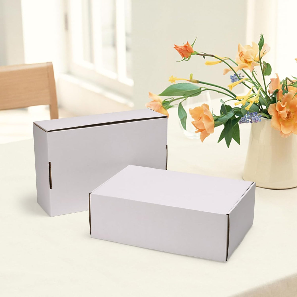 12x8x4 Shipping Boxes Set of 20, White Corrugated Cardboard Mailer Box for Packing Small Business