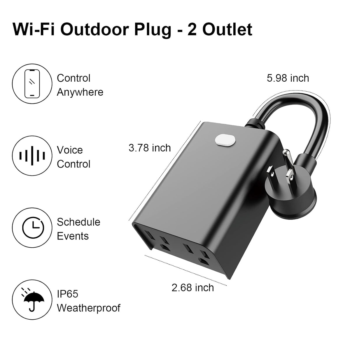 WiFi Outdoor Smart Plug, Smart Plugs that Work with Google Home for Voice Control, Wireless Remote APP Control Smart