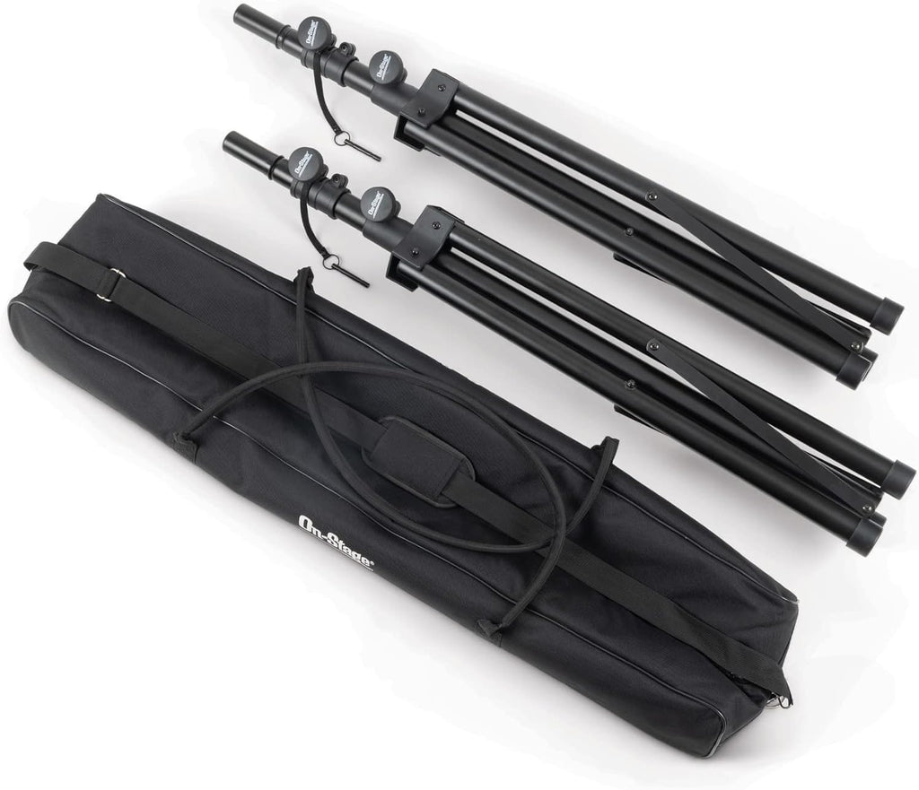 On-Stage SSP7950 All-Aluminum Speaker Stand Pack (Pair of Folding, Portable Stands, Tripod Base, Carry Bag, Height